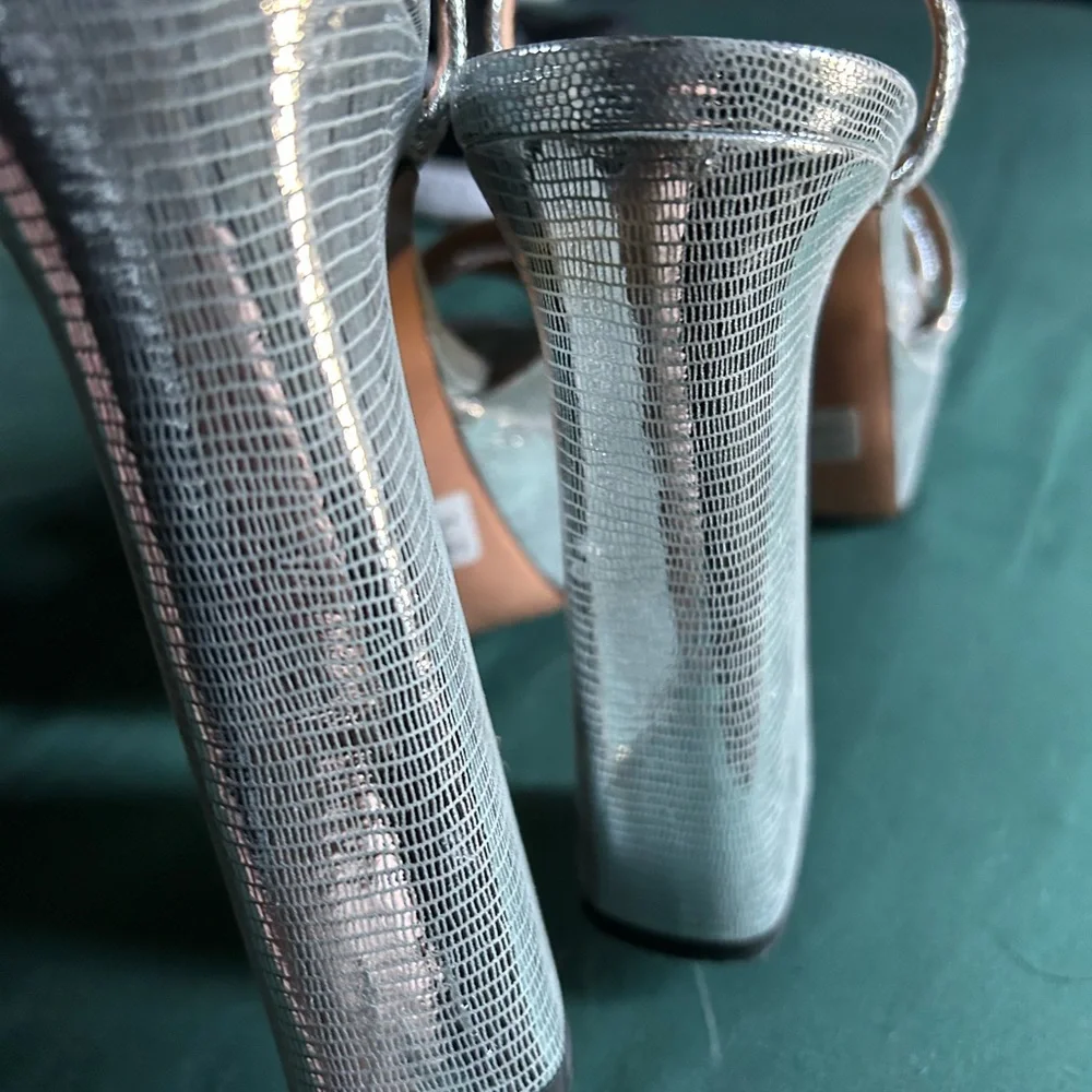 SCHUTZ Shiny Silver Platform Sandals